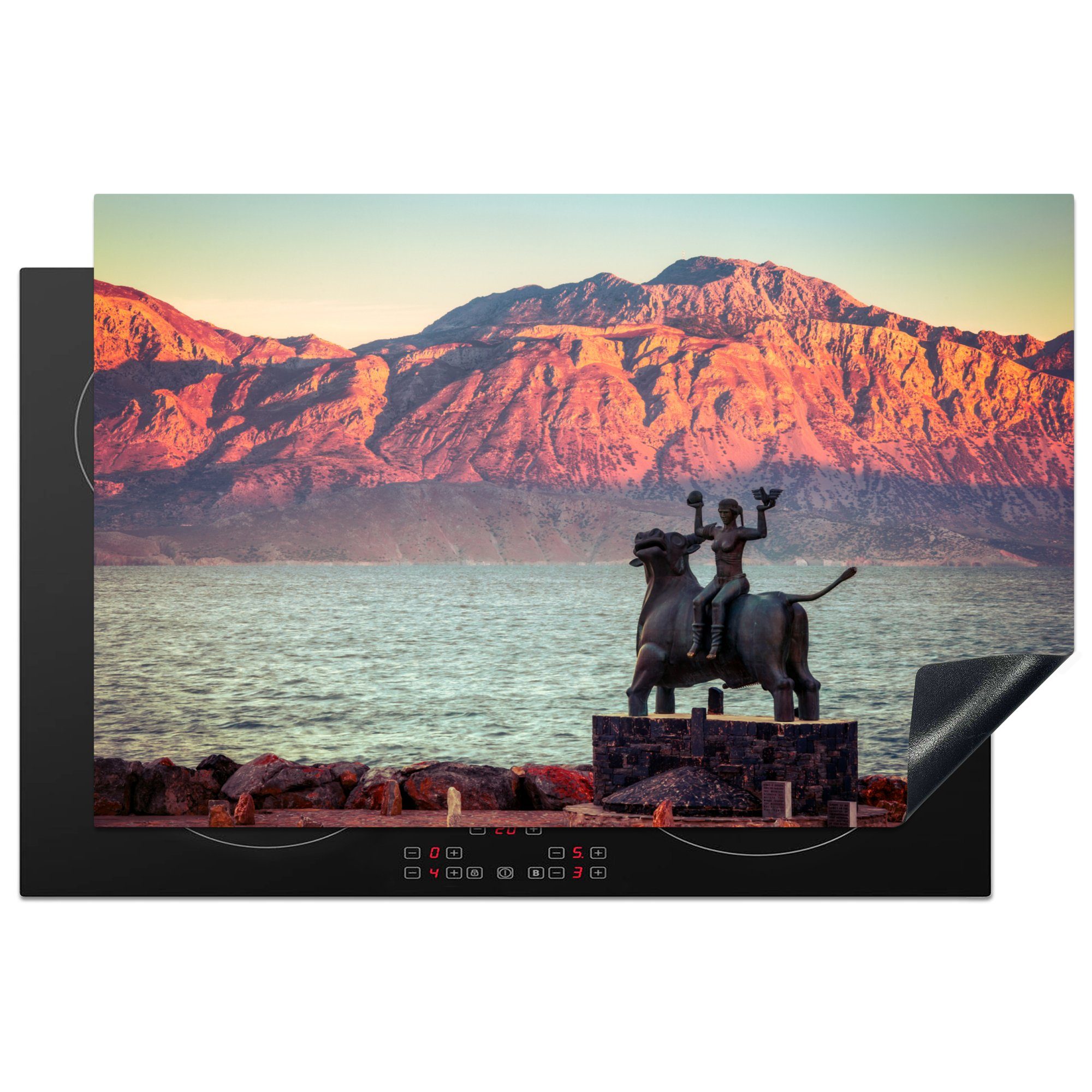 MuchoWow Herdblende-/Abdeckplatte Statue - Kreta - Griechenland, Vinyl, (1 tlg), 81x52 cm, Induktionskochfeld Schutz für die küche, Ceranfeldabdeckung | Herdabdeckplatten