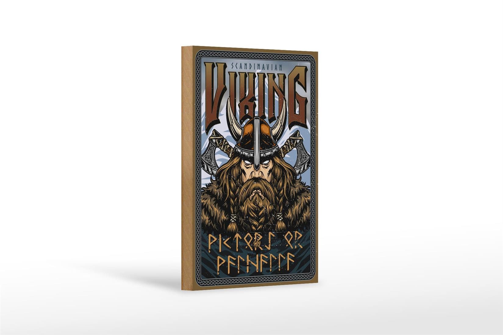Holzbild Wikinger 12x18 cm Scandinavian Vikings