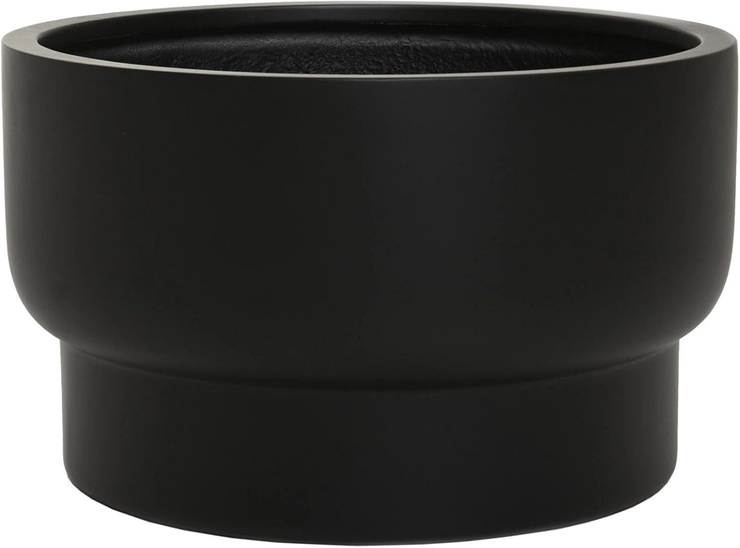 VIVANNO Blumentopf Fiberglas LIVELLO Rund - Schwarz Matt (1 St), 47x47x28 cm