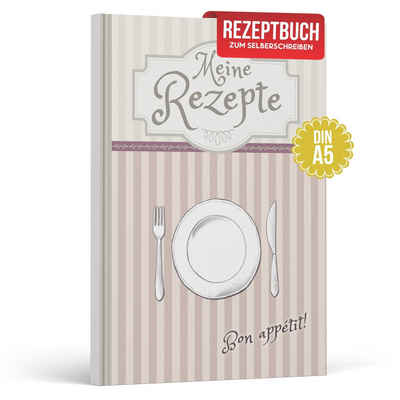 LifeDesign Notizbuch Rezeptbuch zum Selberschreiben, Kochbuch DIN A5, Hardcover, stabile Fadenbindung, edles Papier