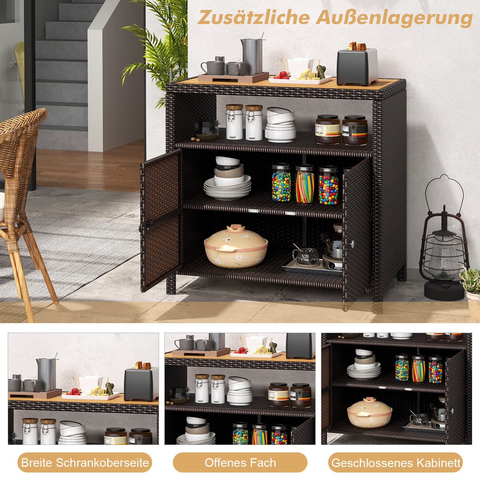 COSTWAY Garten-Geräteschrank, BxT: 90x53 cm, outdoor, günstig online kaufen
