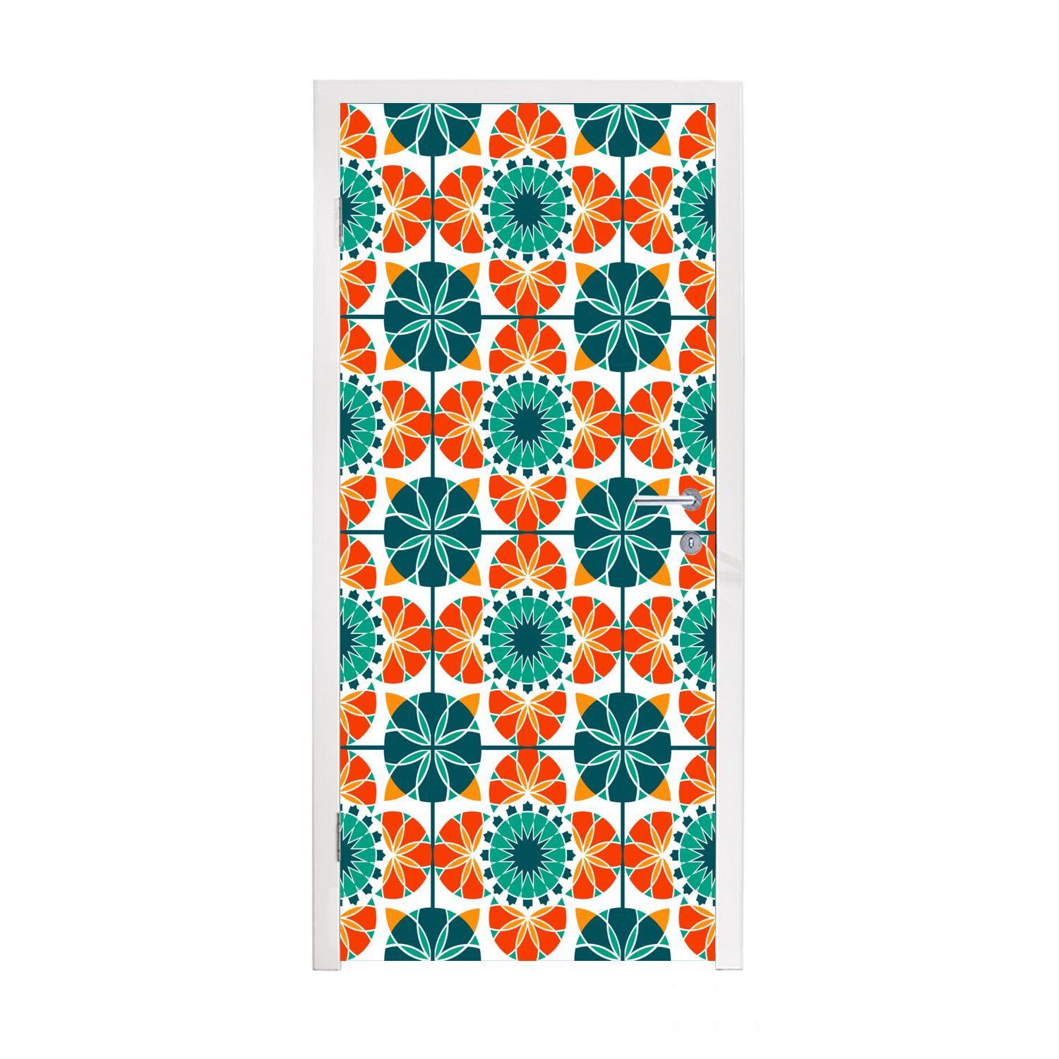 MuchoWow Türtapete Ein symmetrisches Muster aus dem marokkanischen Mosaik, Matt, bedruckt, (1 St), Fototapete für Tür, Türaufkleber, 75x205 cm