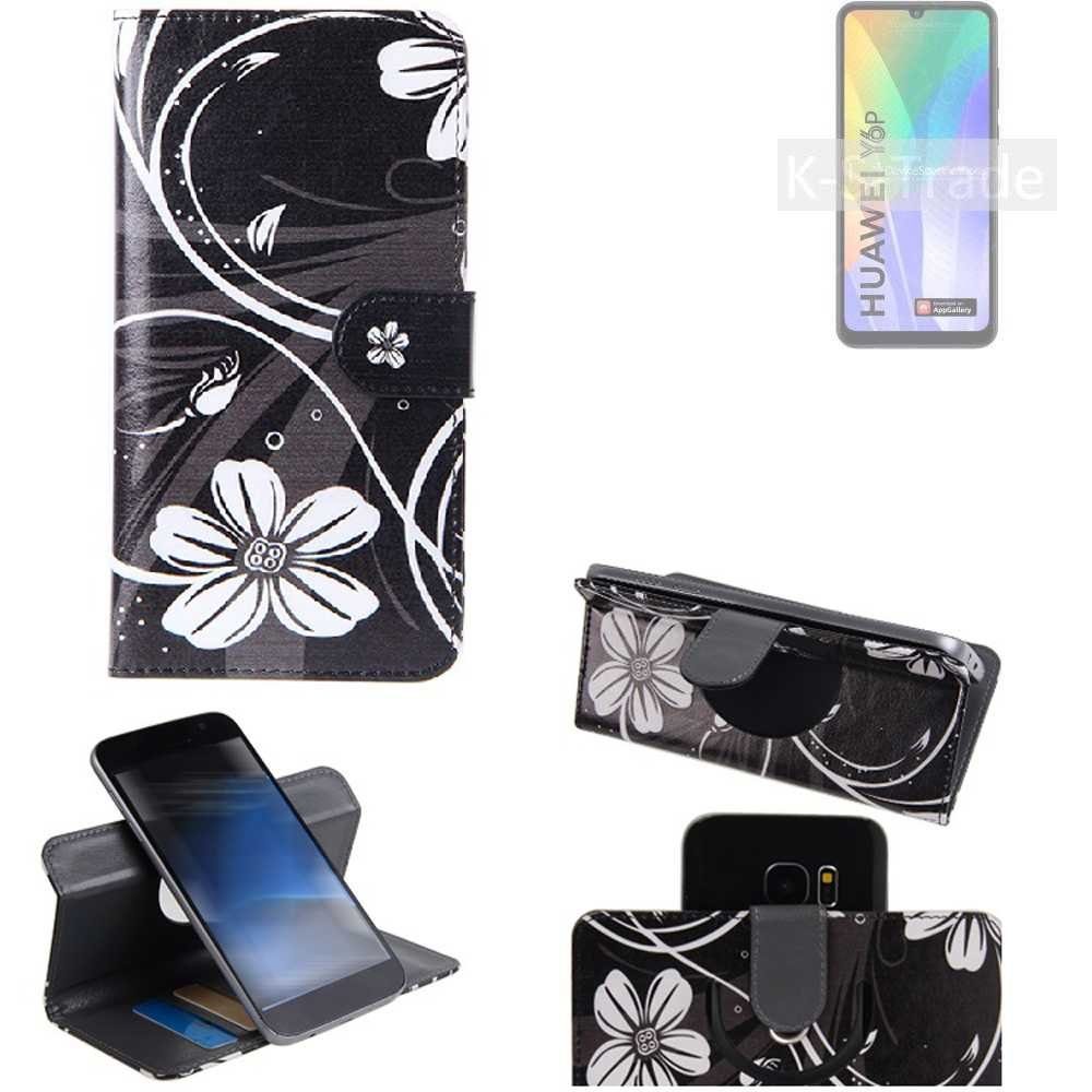 K-S-Trade Handyhülle für Huawei Y6p, Schutzhülle Handyhülle Hülle 360° Wallet Case ''Flowers''
