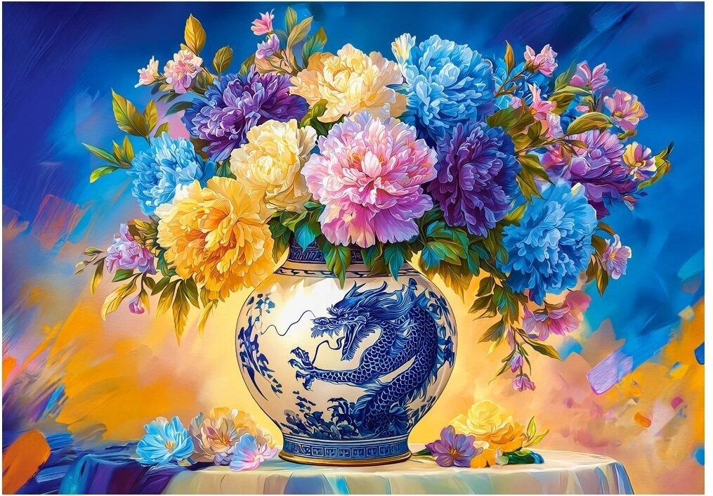 Castorland Puzzle CASTORLAND Puzzle Blumen aus schwarzem Porzellan 500 dlks, Puzzleteile