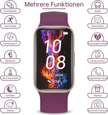 BingoFit Smartwatch (1,47 Zoll, Android iOS), Fitness Armband Uhr Pulsuhr SpO2 1,47 Zoll HD Farbdisplay 25 Sportmodi