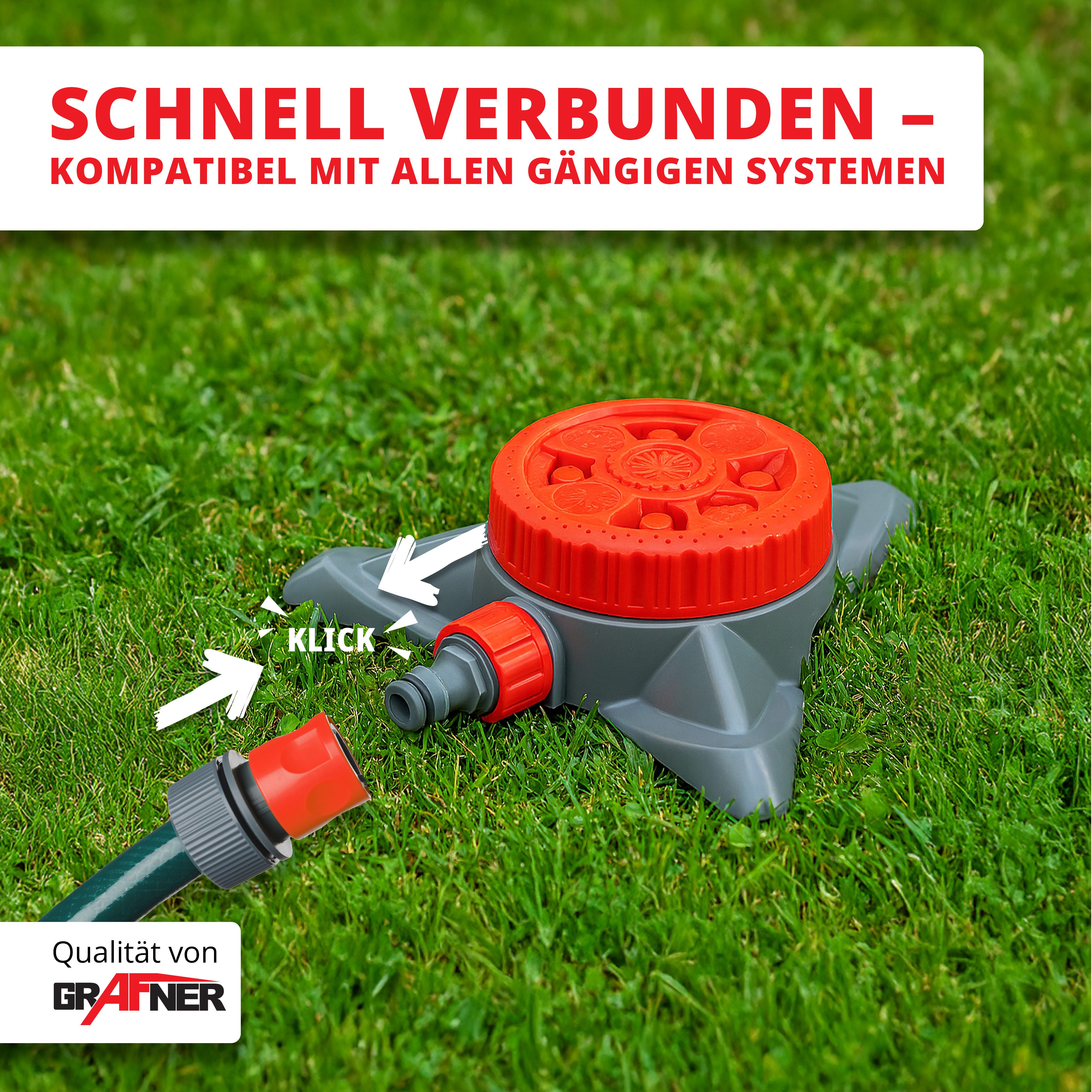 Grafner Bewässerungssystem Kreis- Rasensprenger 4er Set 8 Sprüh-Funktionen, (48-tlg), 8 Sprühwinkeleinstellungen – Bild 4 von 5