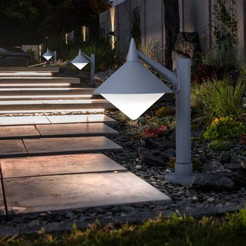 etc-shop LED Außen-Stehlampe, Leuchtmittel inklusive, Warmweiß, Außen Steh Stand Leuchte Terrassen Sockel Garten Weg ALU Lampe im
