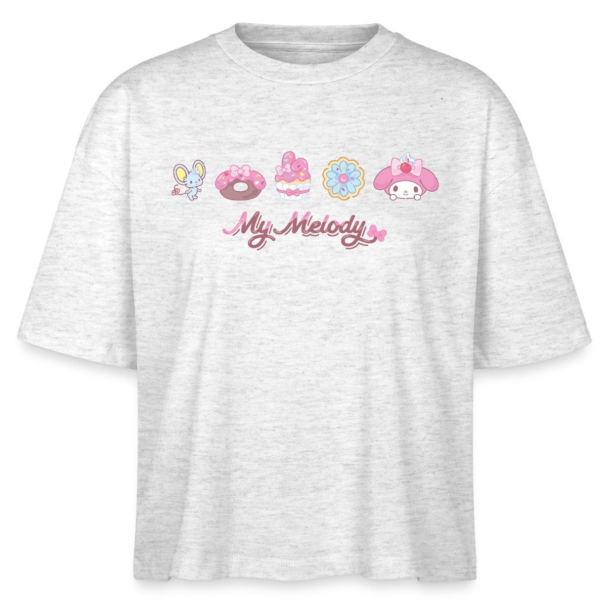T-Shirt My Melody Mit Flat Und Gebäckstücken Boxy Shirt Damen