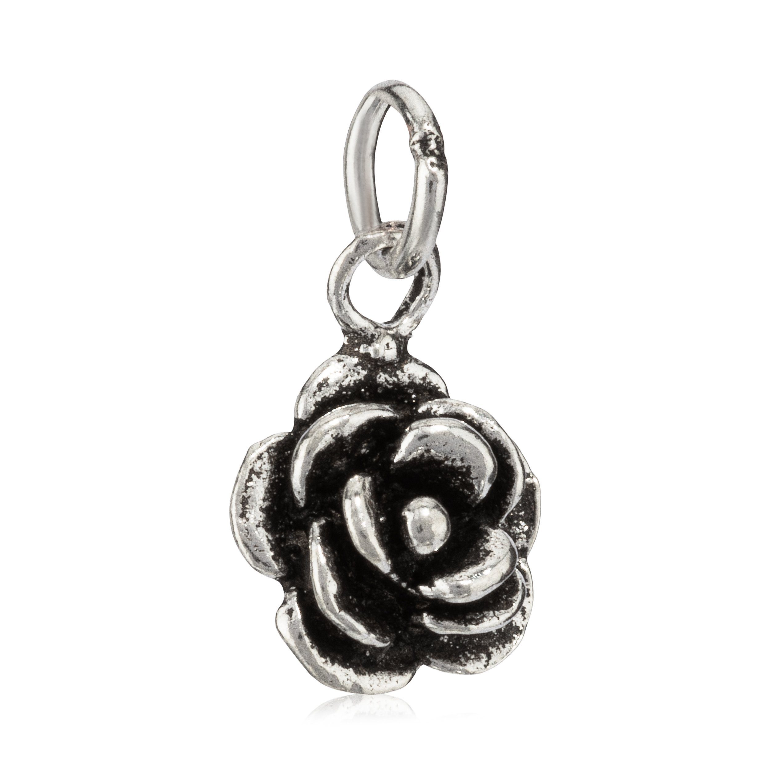 925 Silber für Amulet, Sterling 925 Silberschmuck Blume Rose Damen 0,8cm Silber Kettenanhänger NKlaus Kettenanhänger