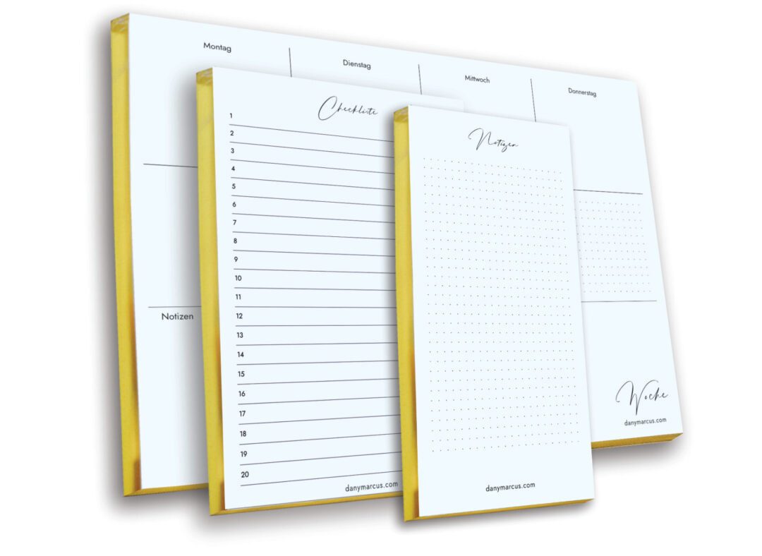 Dany Marcus Notizblock 3er-Set: Notizblock, Checkliste und Wochenplaner