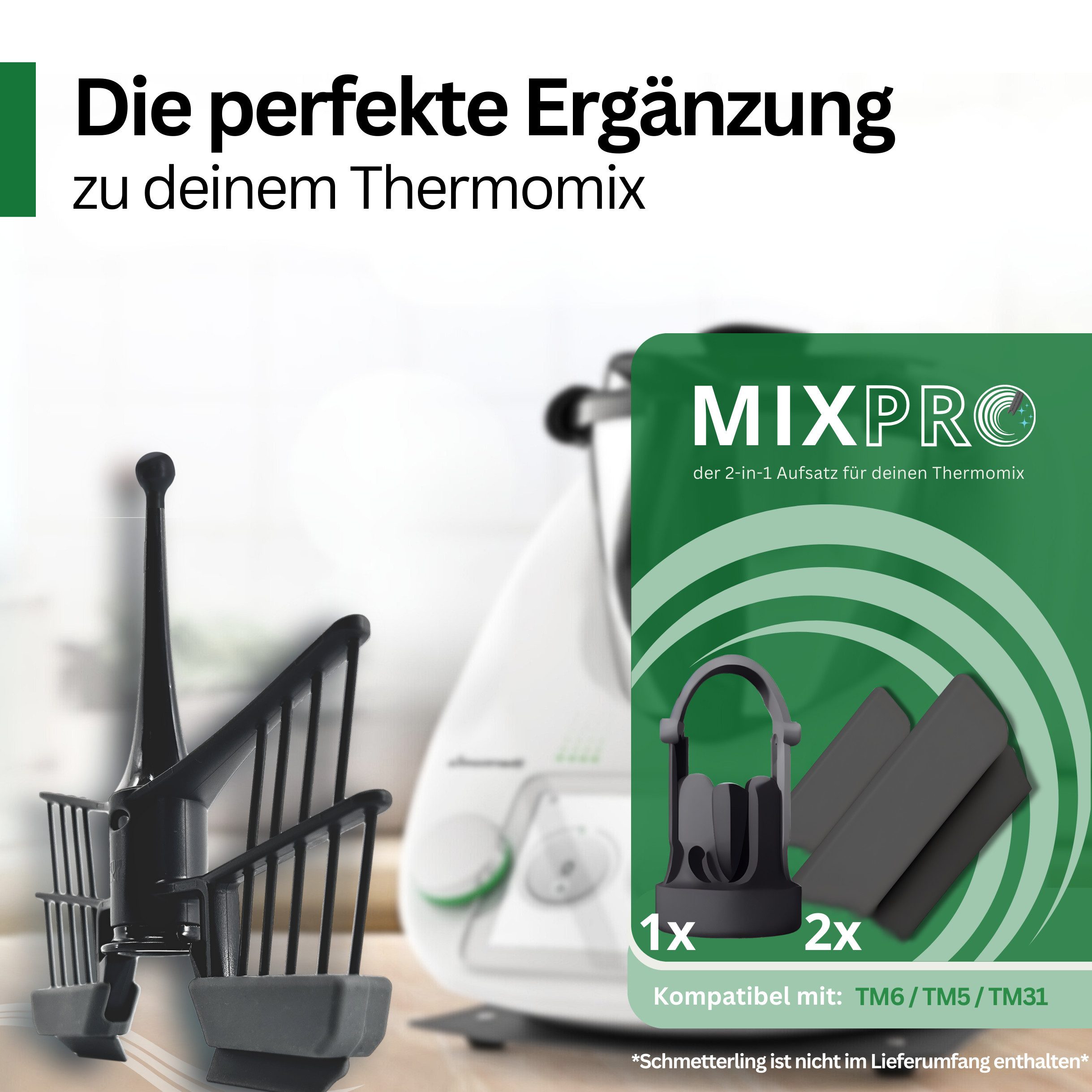 Leckerhelfer - automatisch Lecker Küchenmaschinen Zubehör-Set MixPRO - der 2-in-1 Aufsatz passend für den Thermomix TM6 und TM5, Zubehör für Thermomix TM5 und TM6, Schutz vor Anbrennen, Lebensmittelecht, BPA-frei