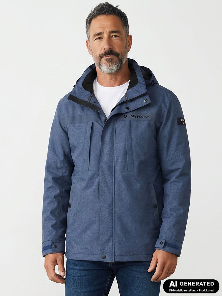 Dry Fashion Funktionsjacke Emden Herren Jacke Emden Meliert - Outdoor-Jacke Wasserdicht mit Innenfutter