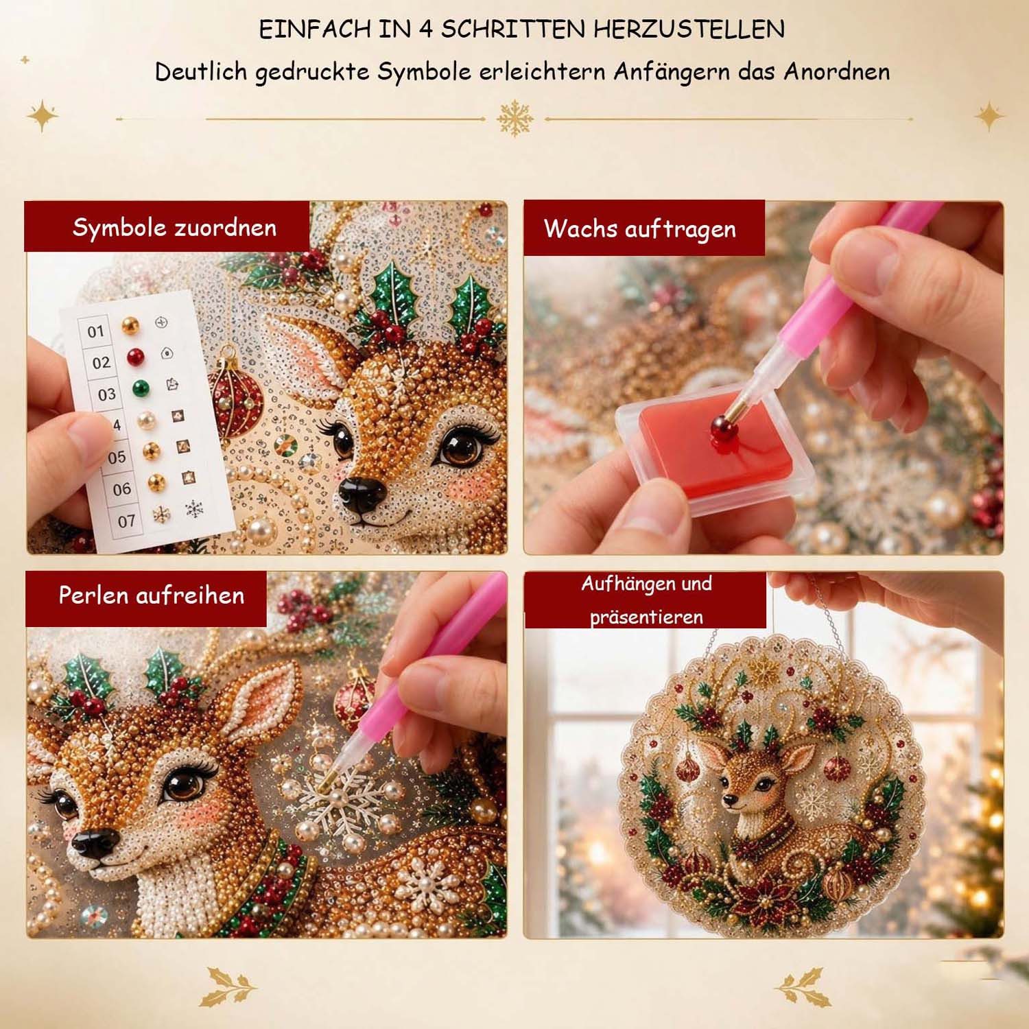 Bomiclss Dekohänger 2D-Flacher Weihnachts-Diamantkunst-Sonnenfänger-Ornament – Bild 5 von 5