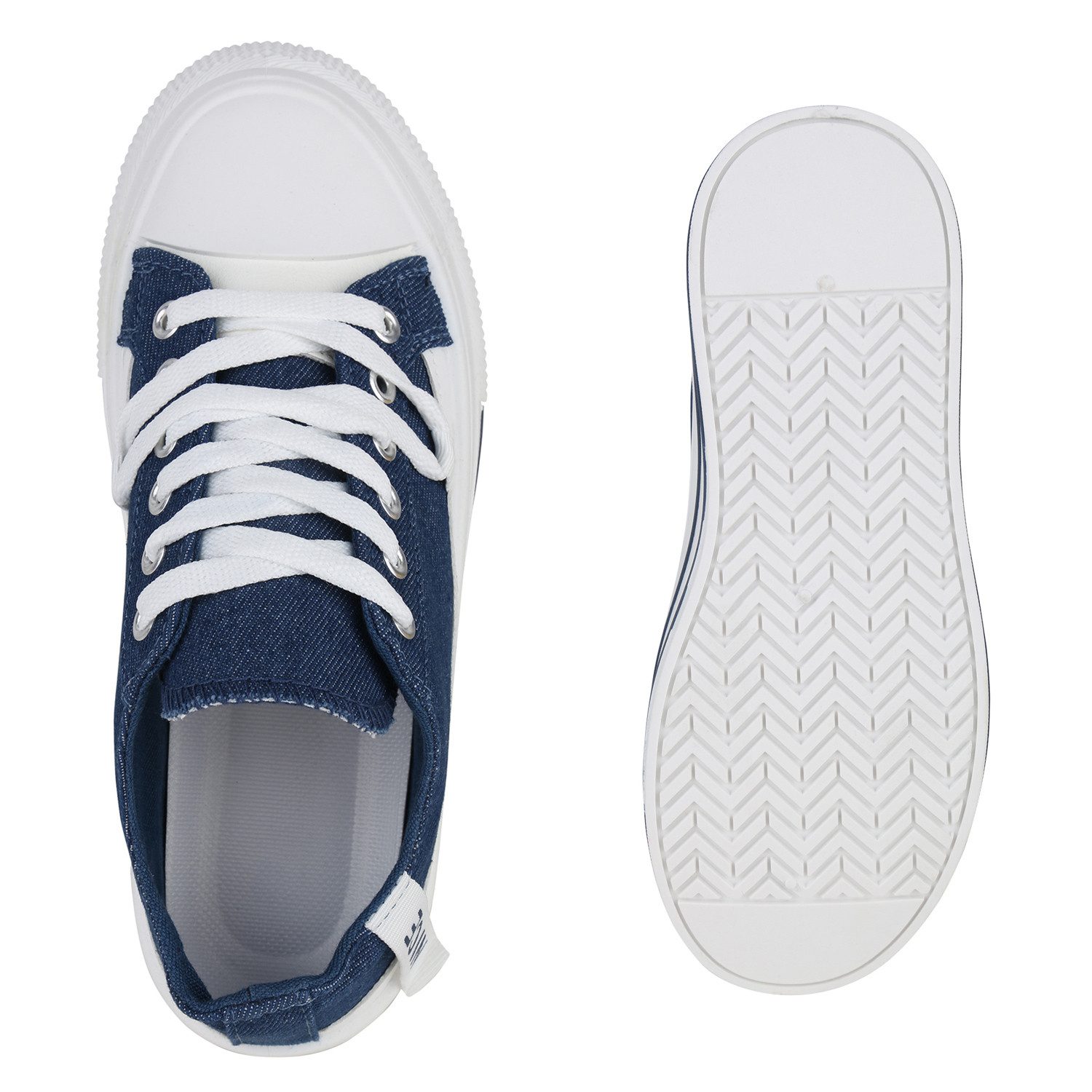 VAN HILL 840989 Sneaker Damen Sneaker Low Schnürer Prints Wedges Stoff