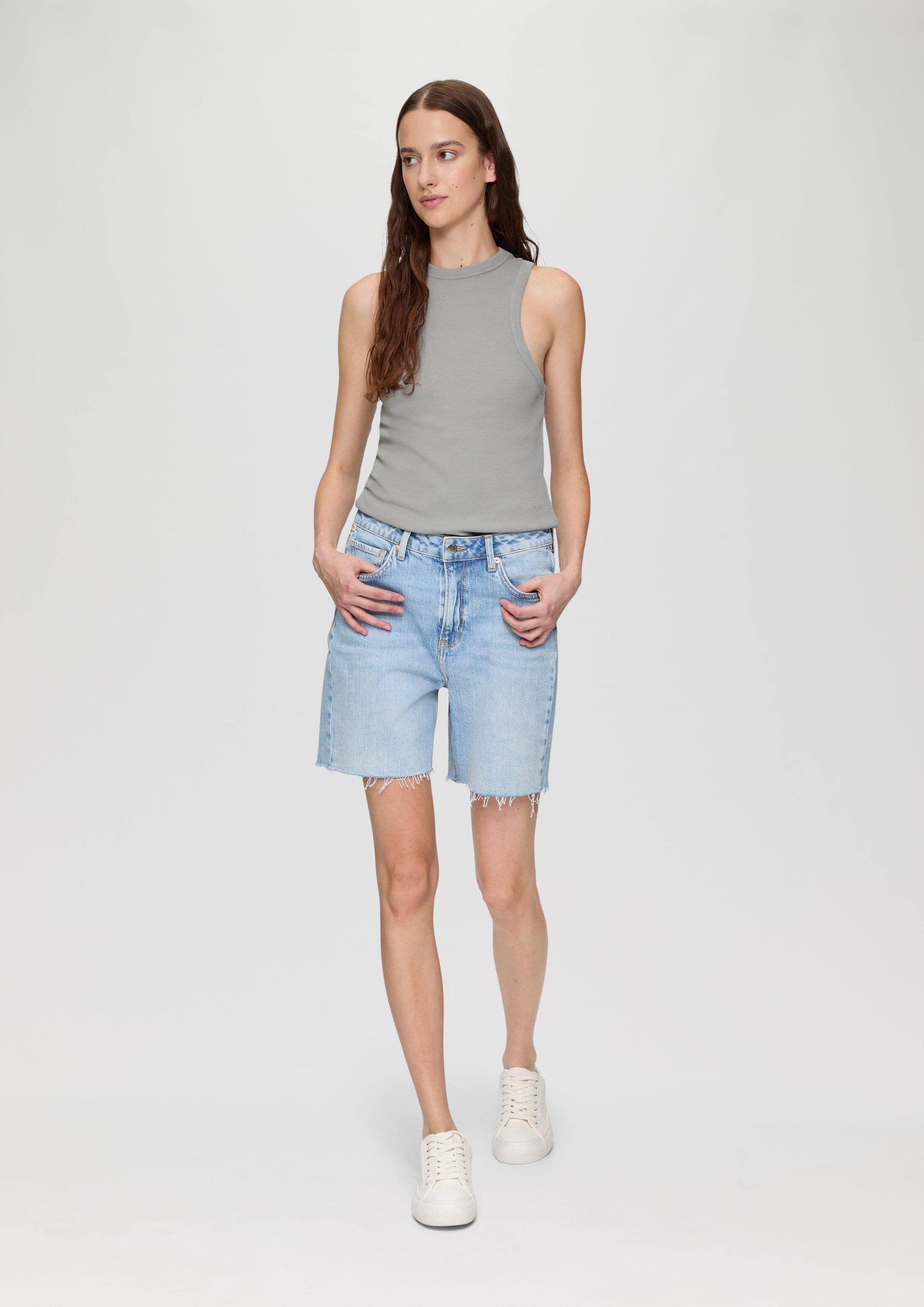 QS Muskelshirt T-Shirt Slim-Fit-Tanktop aus Rippware im Vintage-Look