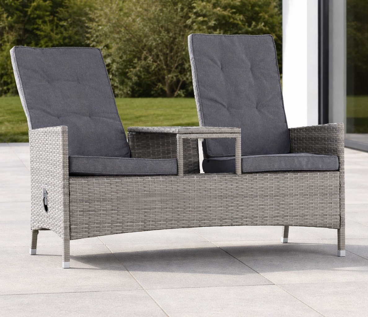 MANDALIKA Garden Gartenbank Loveseat (Spar-Set, 1-St., inkl. Kissen), mit verstellbaren Rückenlehnen / wetterfest / 240 kg Tragkraft