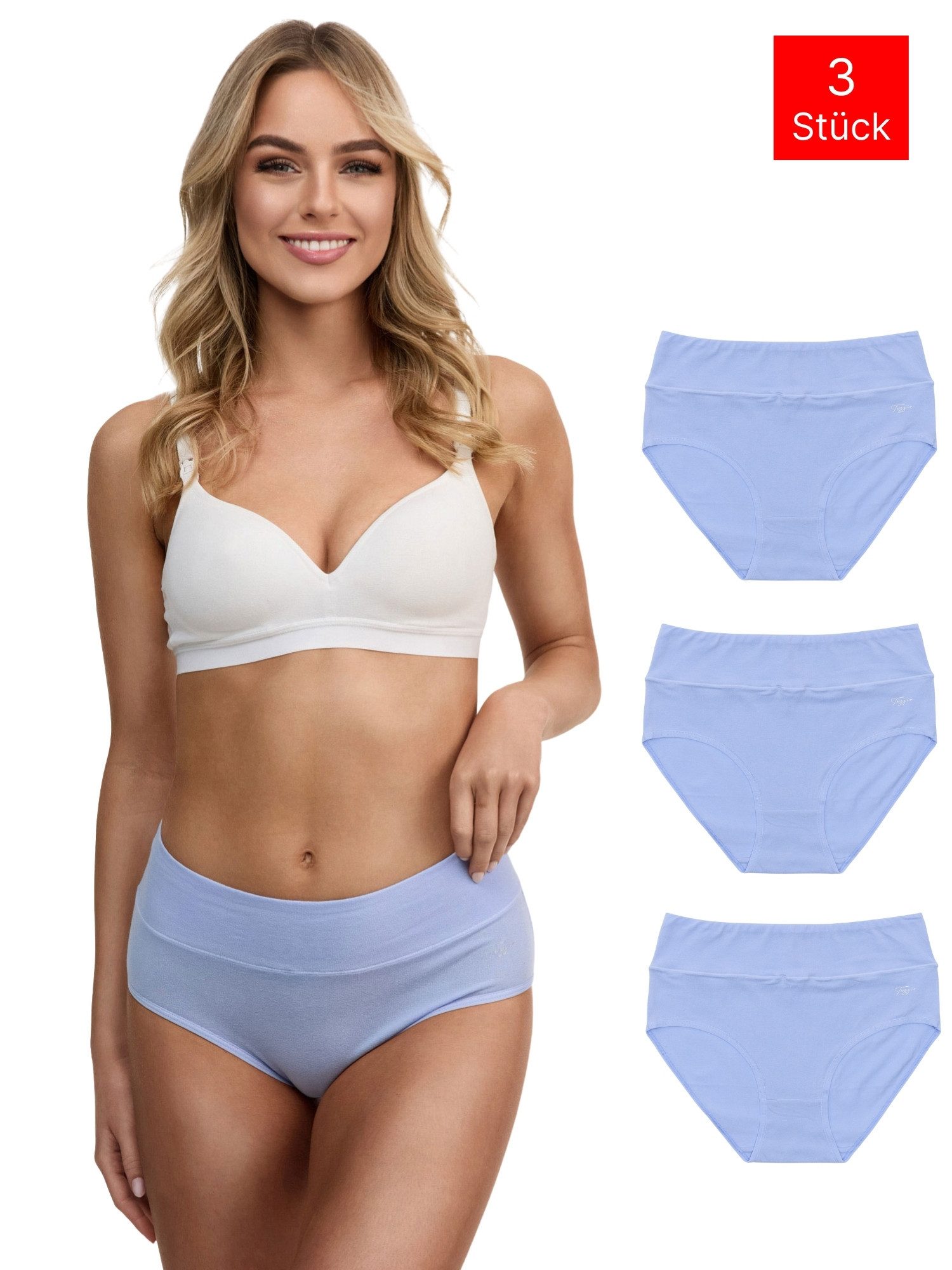 Tazzio Taillenslip 3er-Pack Damen Slip F920 (Packung, 3-St., 3er-Pack) hoher Bund kaschiert, zeichnet sich nicht ab