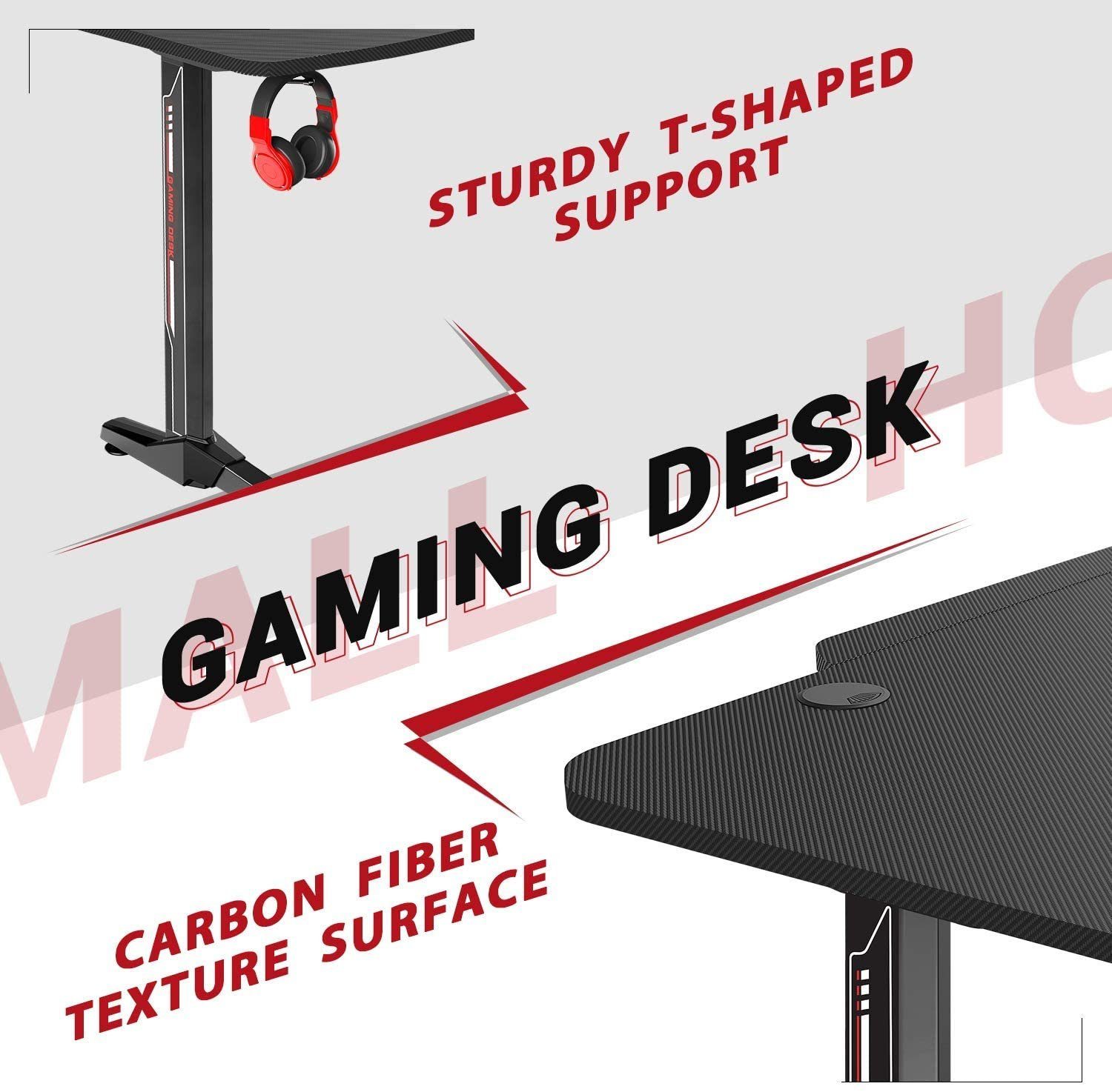HOMALL Gamingtisch 140 cm Schreibtisch Gamer Tisch Schwarz Computer