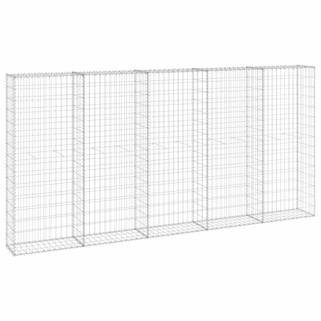 vidaXL Gartenzaun Gabionenwand mit Abdeckung Verzinkter Stahl 300x30x150 cm, (1-St)