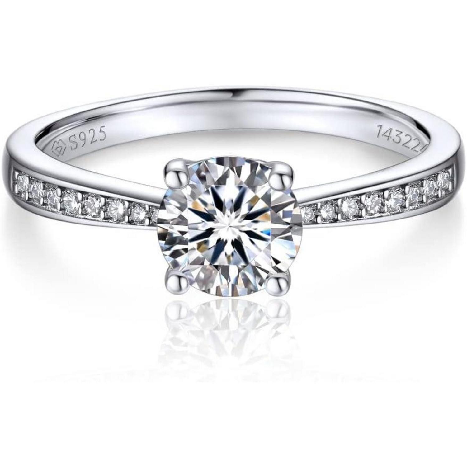 Verlobungsring Verlobungsring Damen 1 Karat Moissanite Diamant Ring 925 Sterling