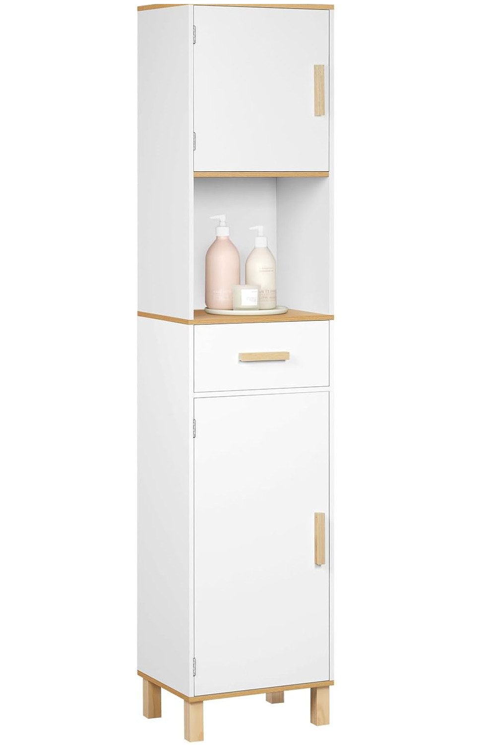 EUGAD Hochschrank (1-St) mit 5 Fächern 1 Schublade, weiß, 40x180x30 cm