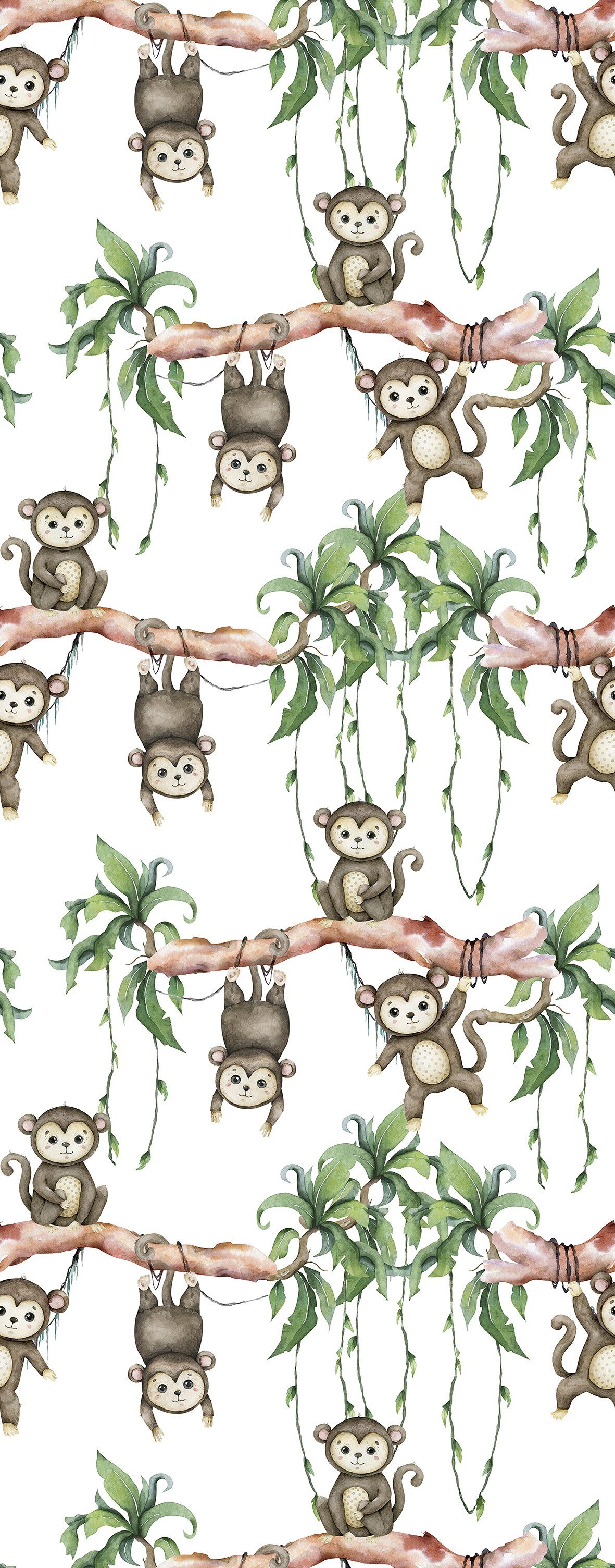 Dschungeloptik, (1 hochwaschbeständig Marburg Kindertapete, gut lichtbeständig, St), matt, Affen,