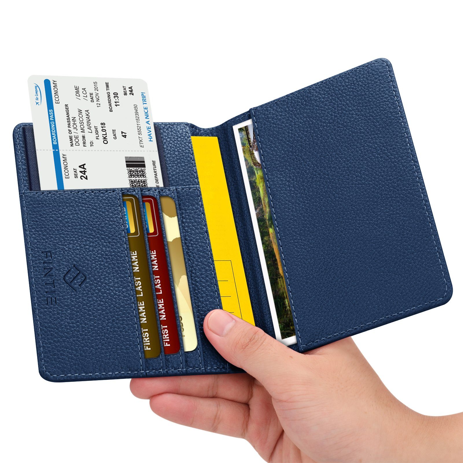 Fintie Smartphone-Hülle Reisepass Impfpass Schutzhülle - Premium Kunstleder Reisepasshülle, Travel Organizer mit RFID-Blockier für Kreditkarten, Ausweis usw. – Bild 3 von 5