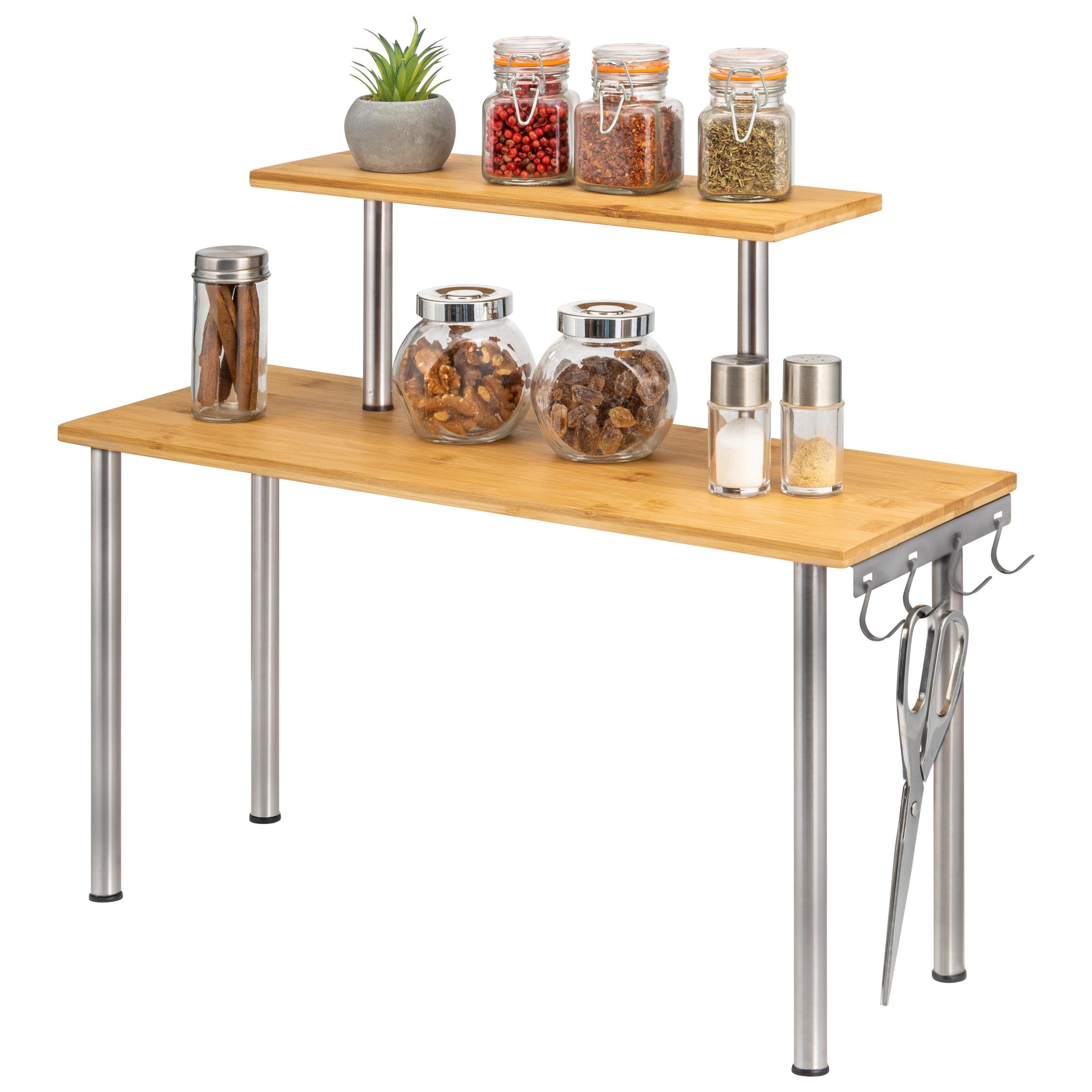 bremermann Küchenregal Küchenregal aus Bambus und Edelstahl mit Haken