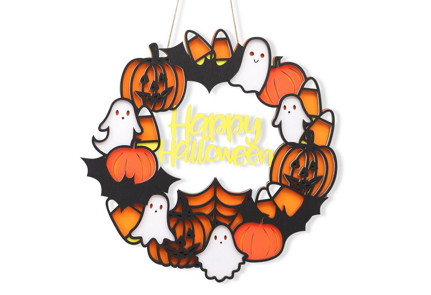Sorvyzxn Hängedekoration Halloween Dekorationen Aufhängen, Holzkranz, Haustür Aufhänger, für drinnen und draußen, Hof, Wanddekorationen, Geschenk