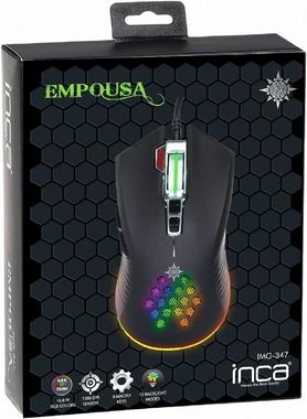 INCA Emmpousa RGB 7200 DPI Maktrotasten Professionelle Gaming-Maus schwarz Gaming-Maus