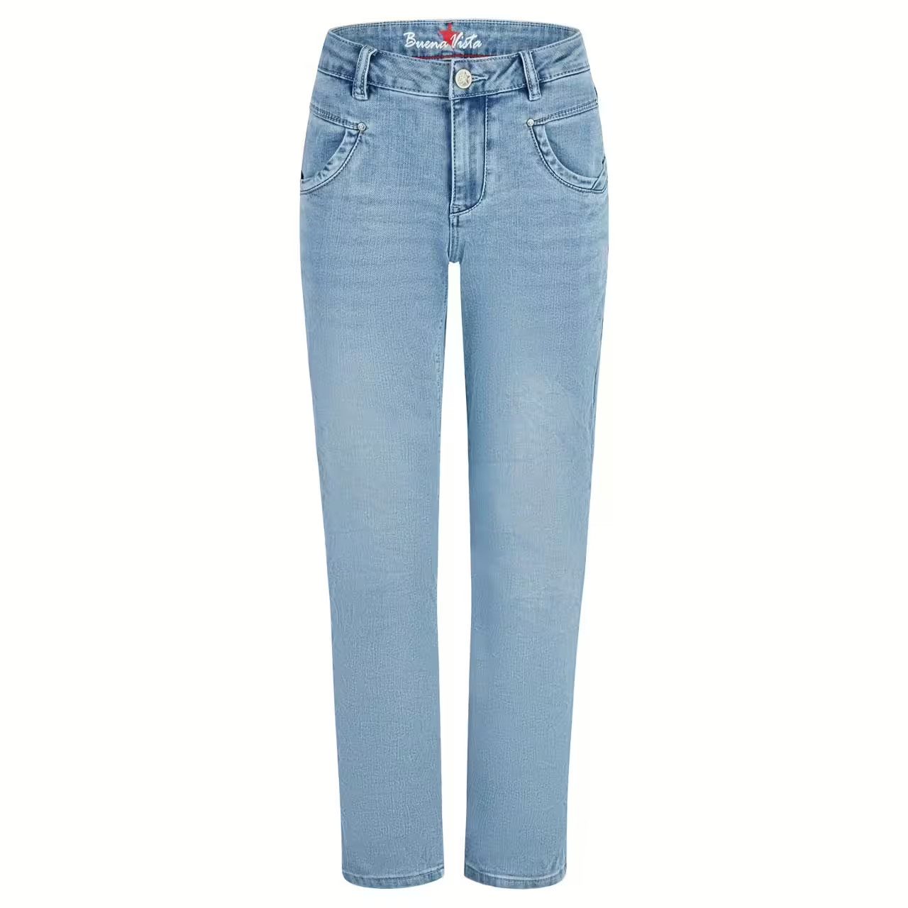 Gerade Jeans ? Damen Jeans Straight Fit ? Cropped Ankle Jeans mit Stretch ? hellbla