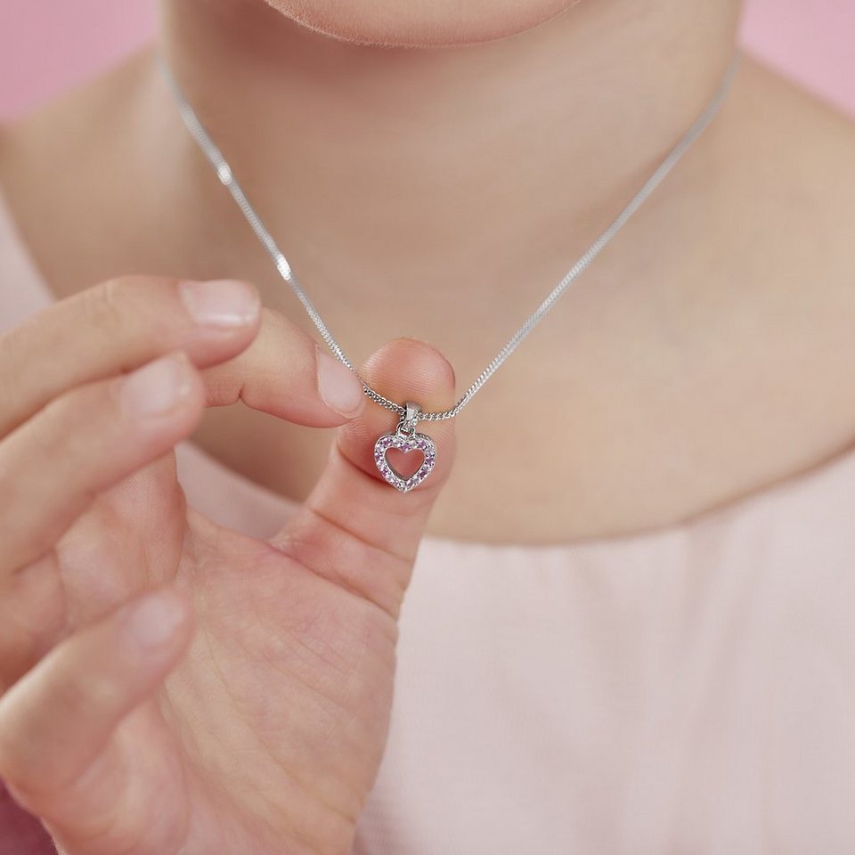 Prinzessin Lillifee Kette mit Anhänger für Mädchen, 925 Sterling Silber,  Zirkonia synth., Herz (2-tlg., Kette mit Anhänger), Süße Halskette für  Mädchen von Prinzessin Lillifee