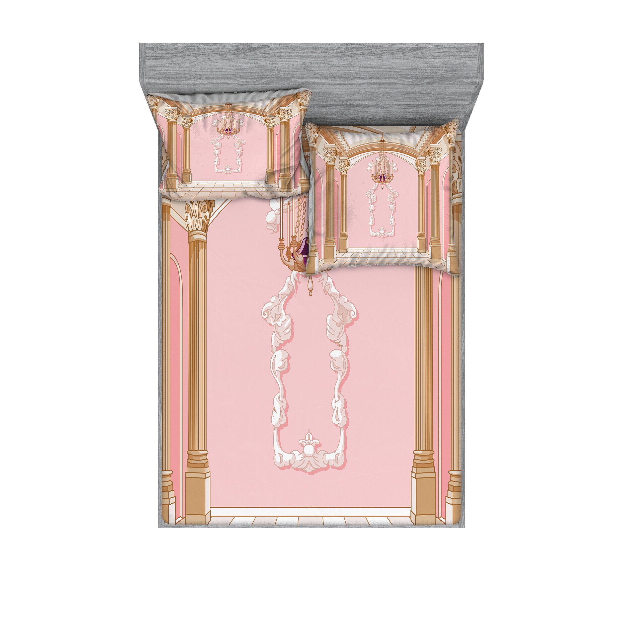 Abakuhaus Постельное белье bedrucktes 3-teiliges Постельное бельеset, Microfaser, Rosa Kronleuchter Decken Castle