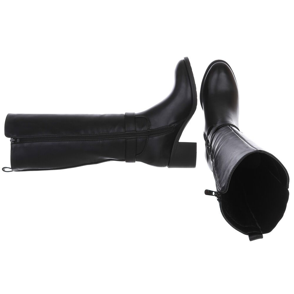 Ital-Design Damen Stiefel mit Gürtelschnalle und Blockabsatz Stiefel (90109 günstig online kaufen