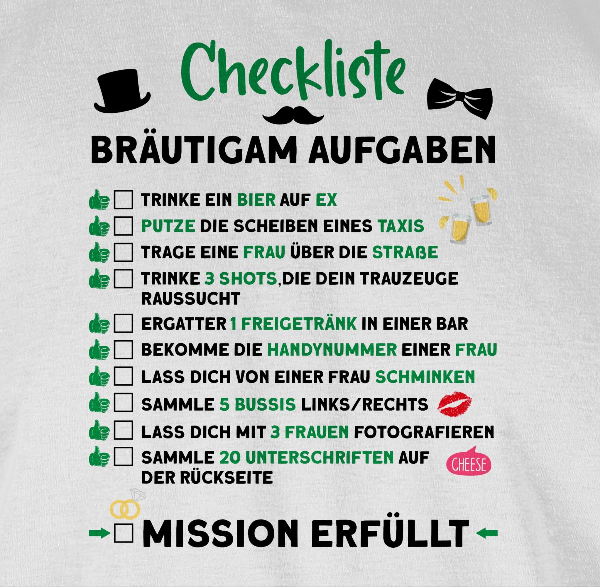 Shirtracer T-Shirt Checkliste Bräutigam Aufgaben JGA JGA Männer