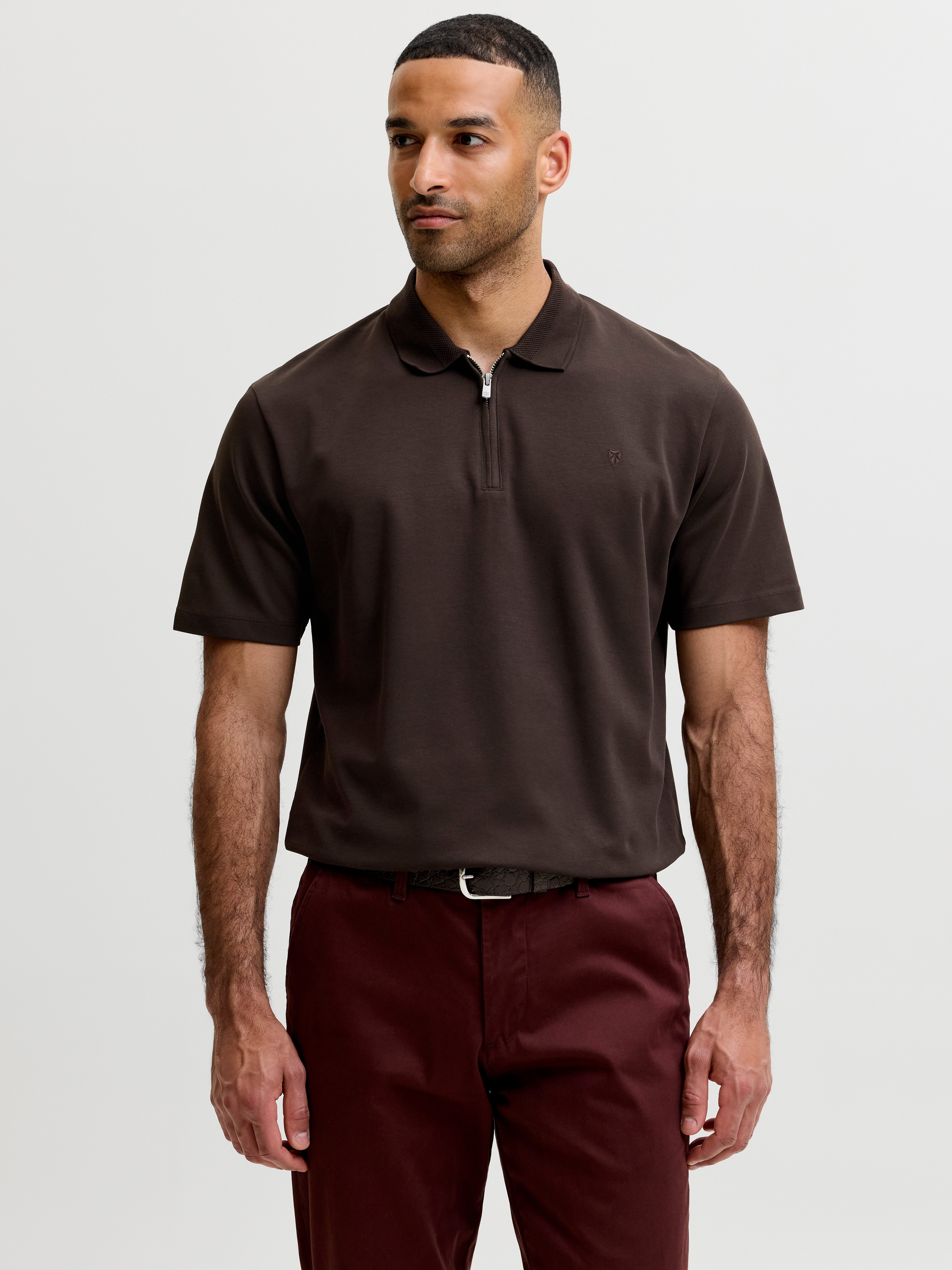 Jack & Jones Poloshirt JPRBLAETHAN SS ZIP POLO SN Materialmix, regular fit