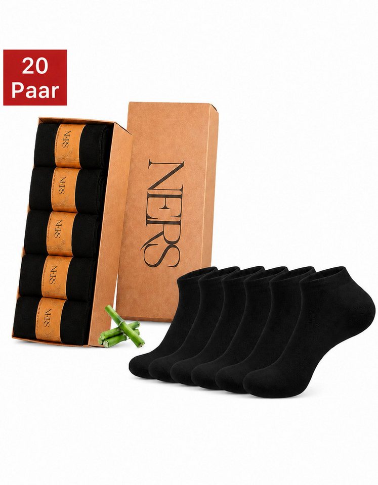 NERS Sneakersocken 6 Paar aus Bambus für Damen & Herren Kein Verrutschen, mit Komfortbund (20-Paar, 12 Paar) Premium Sneaker Socken, ohne drückende Naht, Atmungsaktiv & Weich