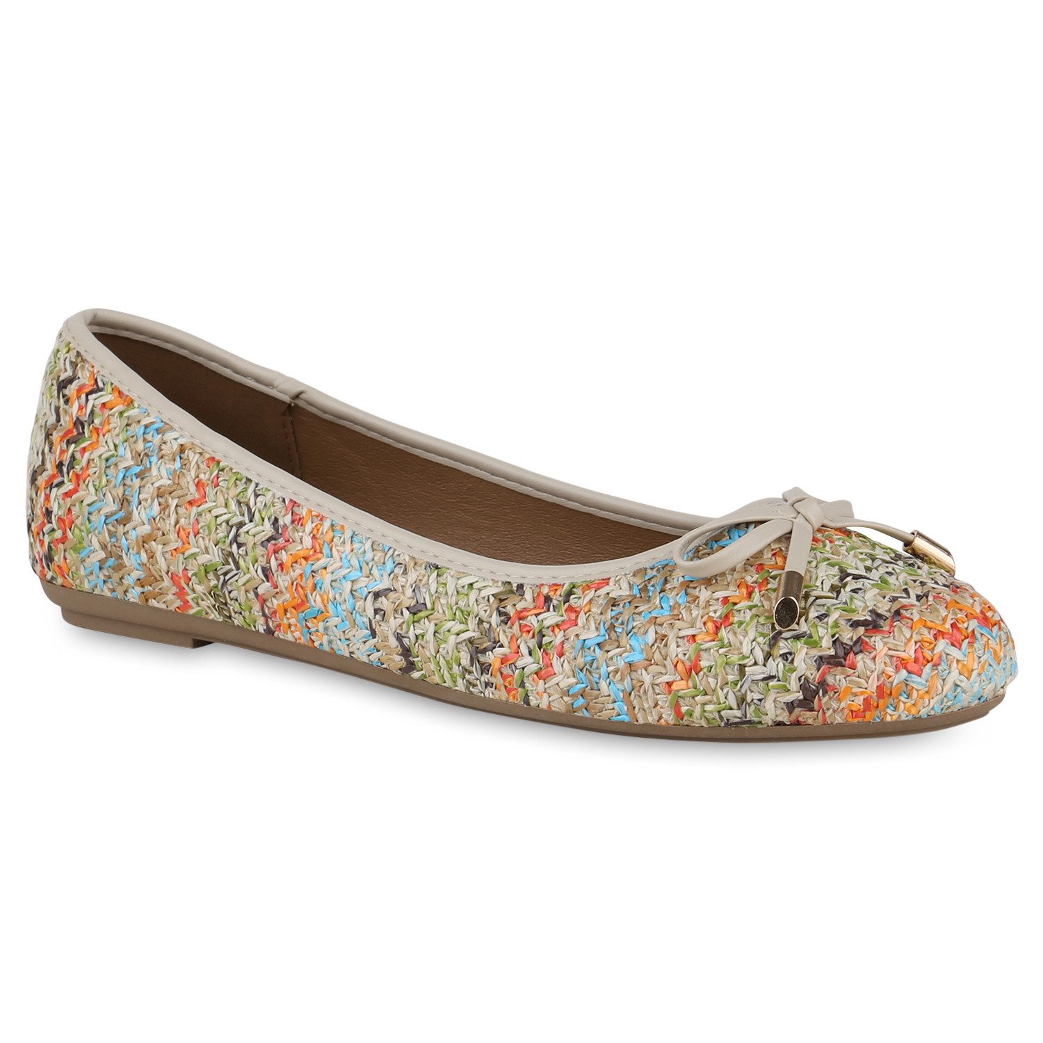 VAN HILL 841285 Ballerina Damen Übergrößen Klassische Ballerinas Schleifen Slippers