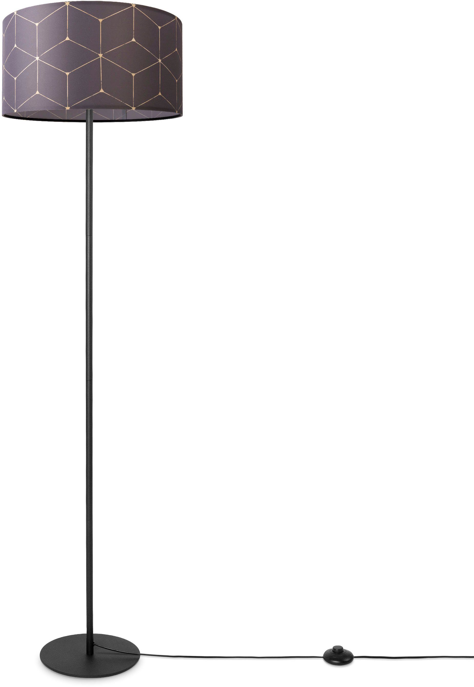 Paco Home Leuchtmittel, Wohnzimmer Textilschirm Lampenschirm Stoff Luca Stehlampe Rund Stehlampe Cube, Abstrakt ohne