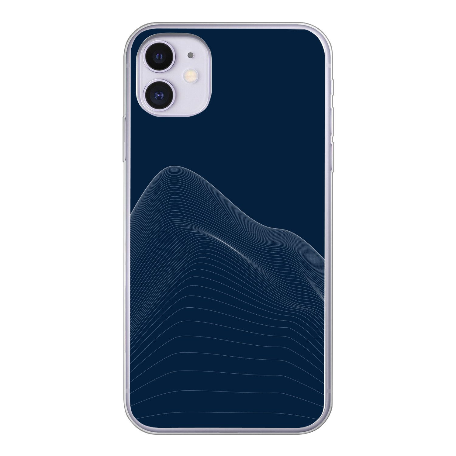 MuchoWow Handyhülle für Apple iPhone 11 Linien - Abstrakt - Blau - Weiß, Smartphone-Bumper, Print, Handy Schutzhülle Dünn
