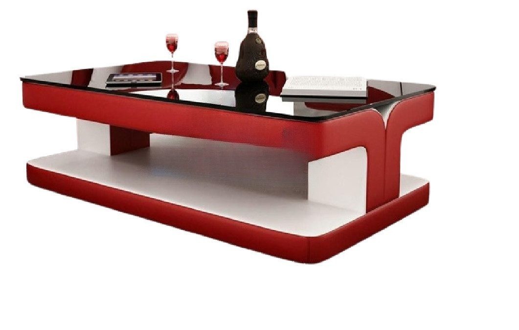 JVmoebel Couchtisch Designer Tisch aus Leder und Glas mit Polsterung (Couchtisch Modell " SB 775), Made in Europa