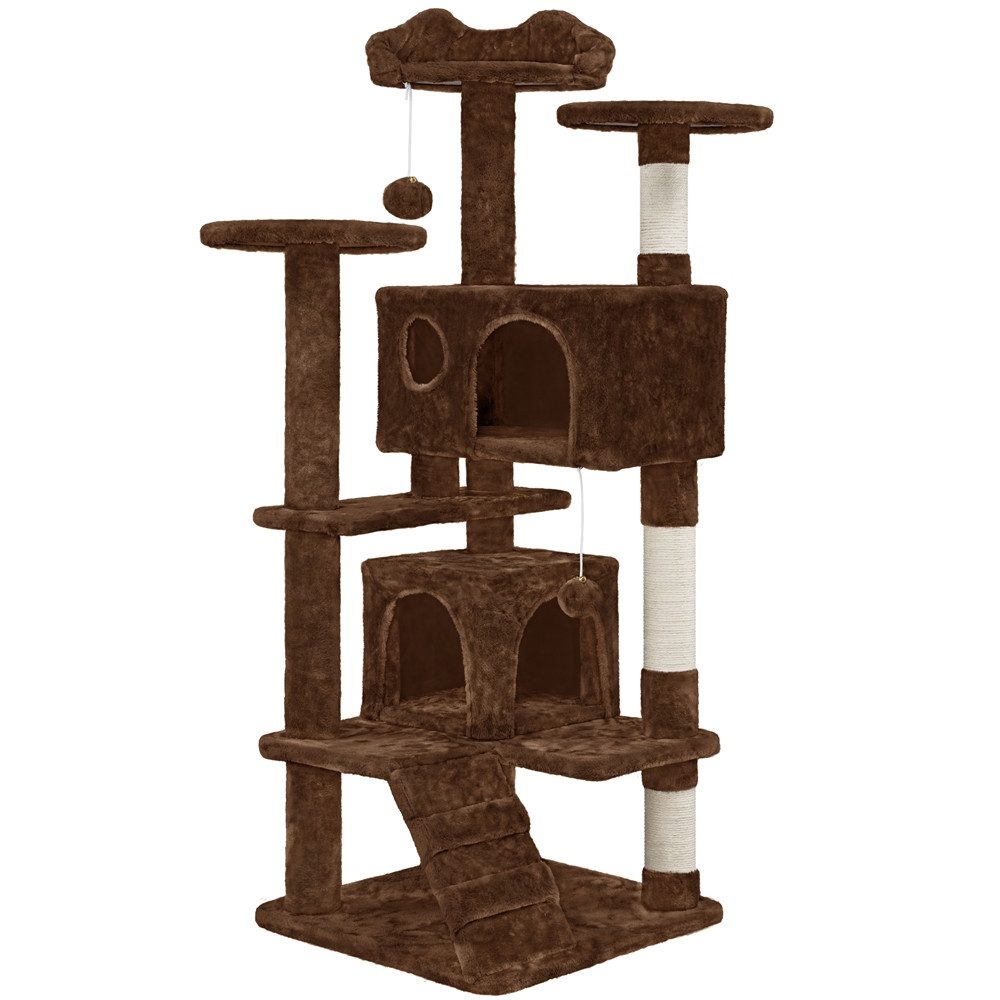 Yaheetech Kratzbaum Katzenbaum Kletterbaum 137/156/178 cm (H), mit 3 Aussichtsplattformen & 2 Katzenhöhlen & 2 Abnehmbare Plüschball
