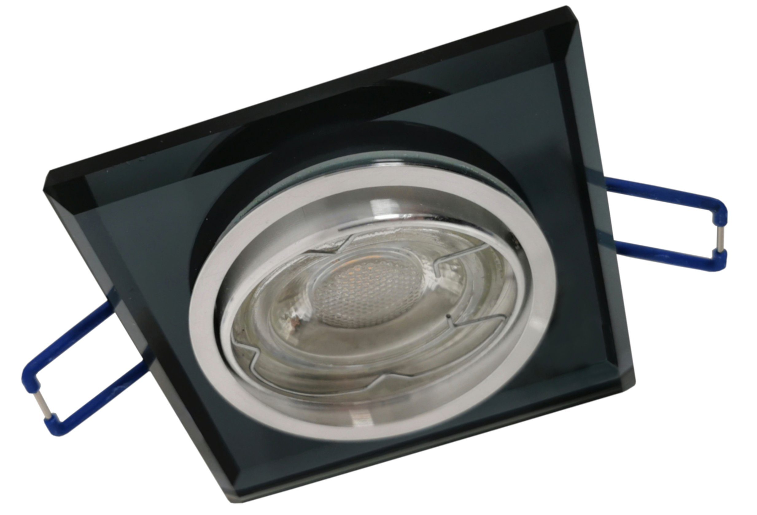 TRANGO LED Einbauleuchte, 6er Set 6736S-06MCOBSD *BLACK CRYSTAL* LED Deckenstrahler aus schwarzem handgeschliffenem Glas & Alu inkl. 6x 3-Stufen dimmbar Ultra Flach LED Modul, 3000K warmweiß, Einbauspot, Deckenleuchte