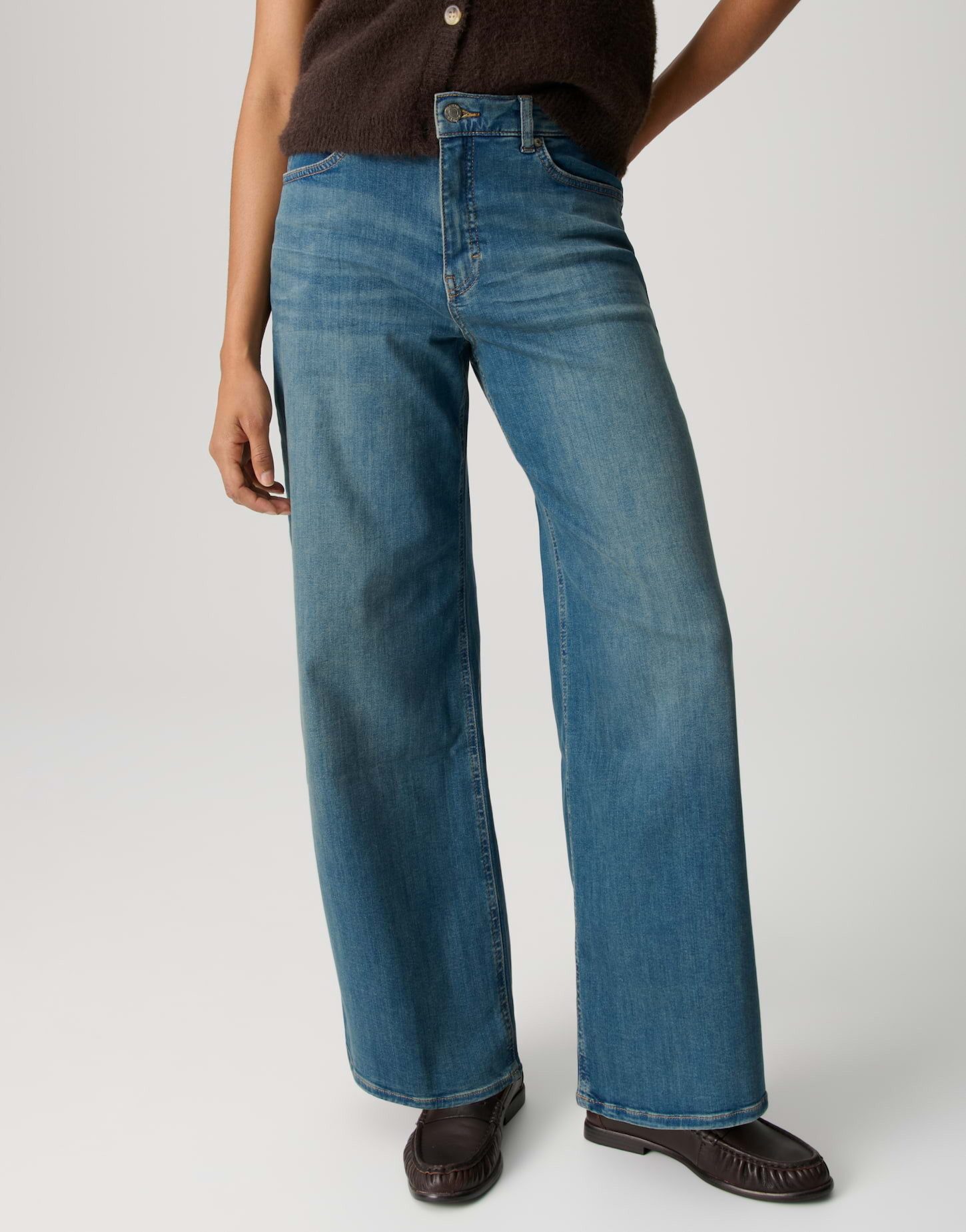 OPUS PANTS Weite Jeans MENI STAR Wide Leg Jeans mit Powerstretch Low Rise