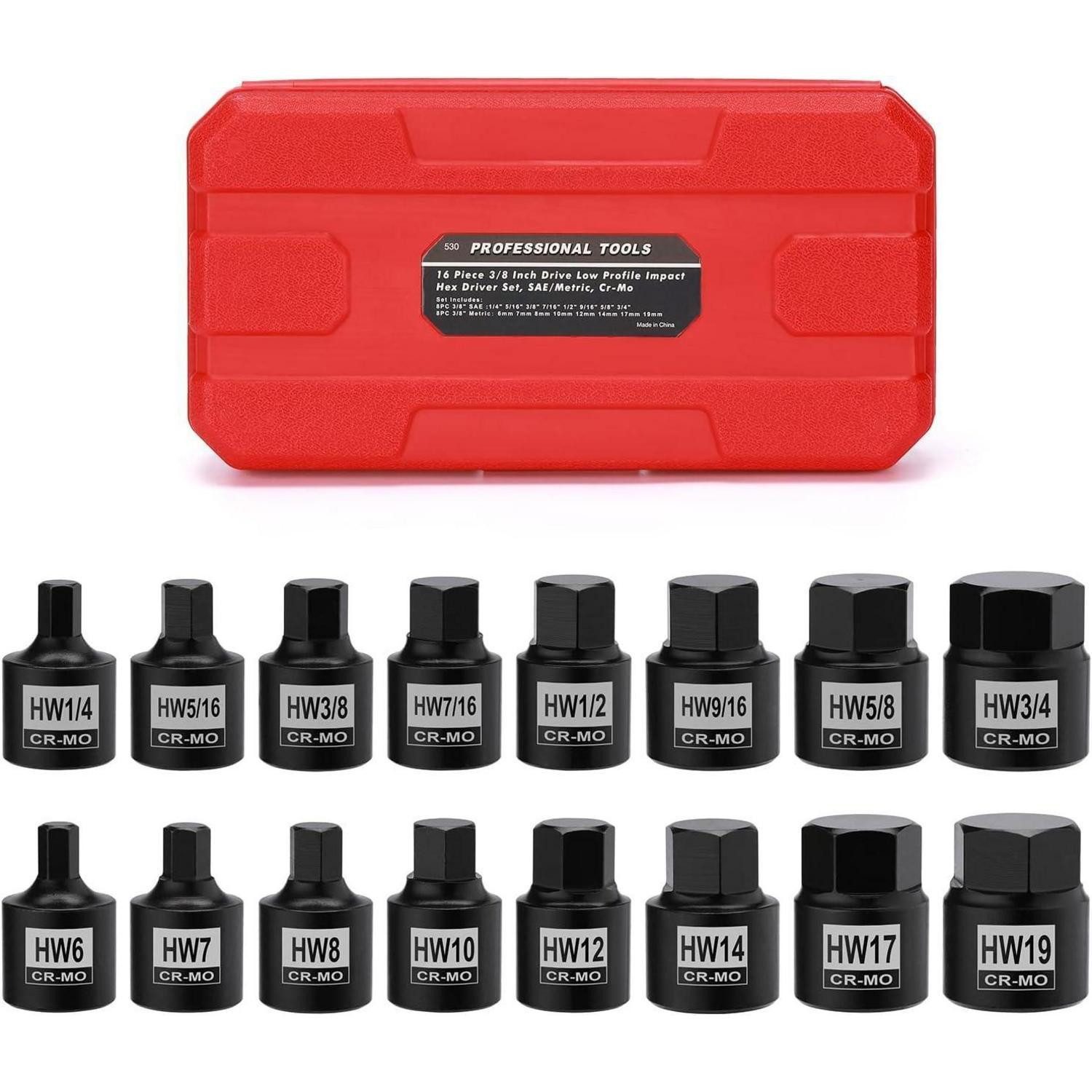 LuxusKollektion Stecknüsse Low Profile Hex Bit Socket Set 16tlg