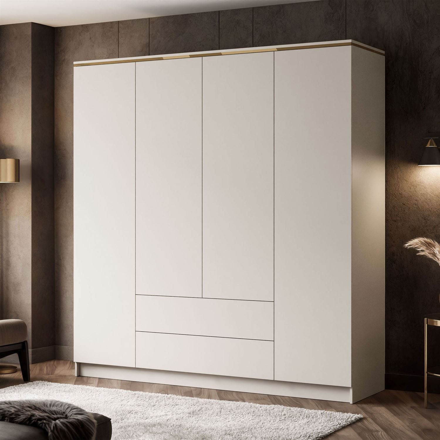 Lookway Kleiderschrank AURORA 4D2SZ KASCHMIR mit Schubladen Breite: 200 cm günstig online kaufen