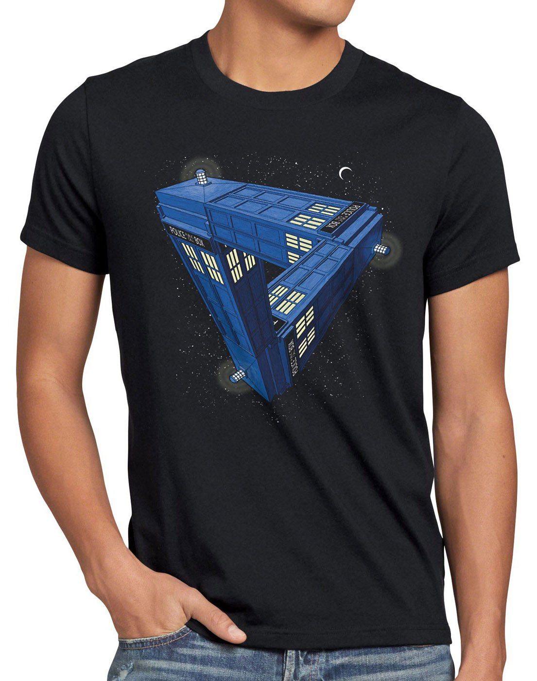 style3 Print-Shirt Herren T-Shirt Who Escher doktor dalek dr police box space doctor tv tardis zeit