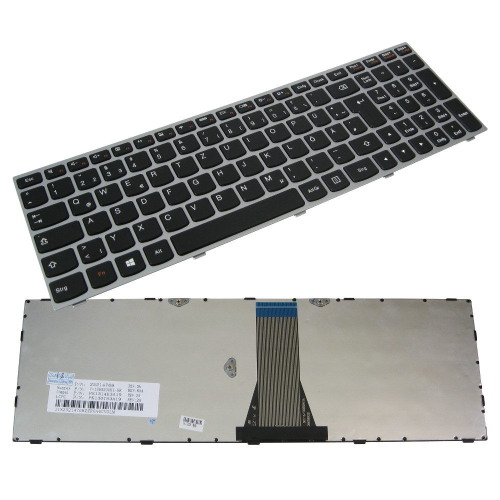 Trade-Shop Ersatz passend für Lenovo Ideapad Z50-70 Z50-70 Z50-75 Z50-80E Z501 Tastatur (Tastenbelegung: Deutsch, QWERTZ / Farbe: Silber)