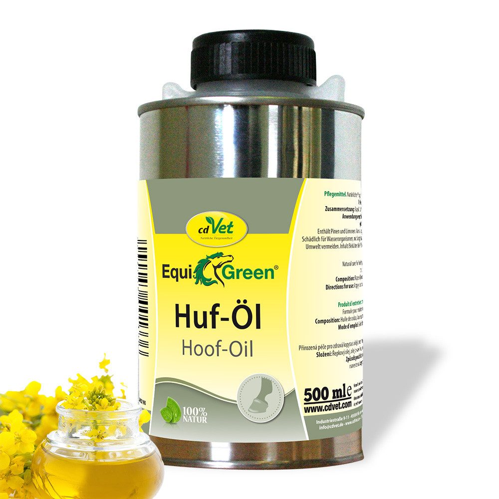 cdVet Hufpflegemittel EquiGreen Huf-Öl, 500 ml, mit wertvollen Nährstoffen, sorgt für langanhaltendem Glanz