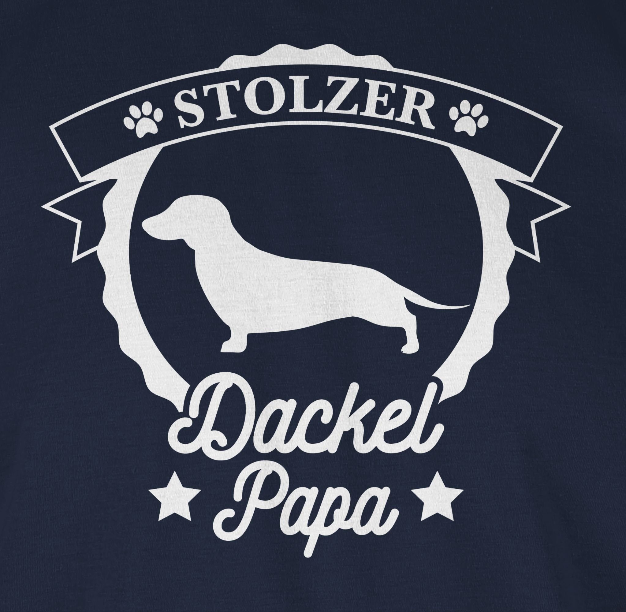 Shirtracer T-Shirt Stolzer Dackel Papa 3 Hundebesitzer Blau Navy Geschenk für